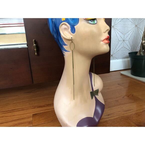 Artisan Handmade Antique Brass extra long shoulder duster earrings - Picture 2 of 10